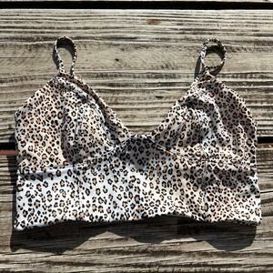 Y2K Victoria’s Secret Leopard Print Bralette M Bikini Swim Top Gold Hardware